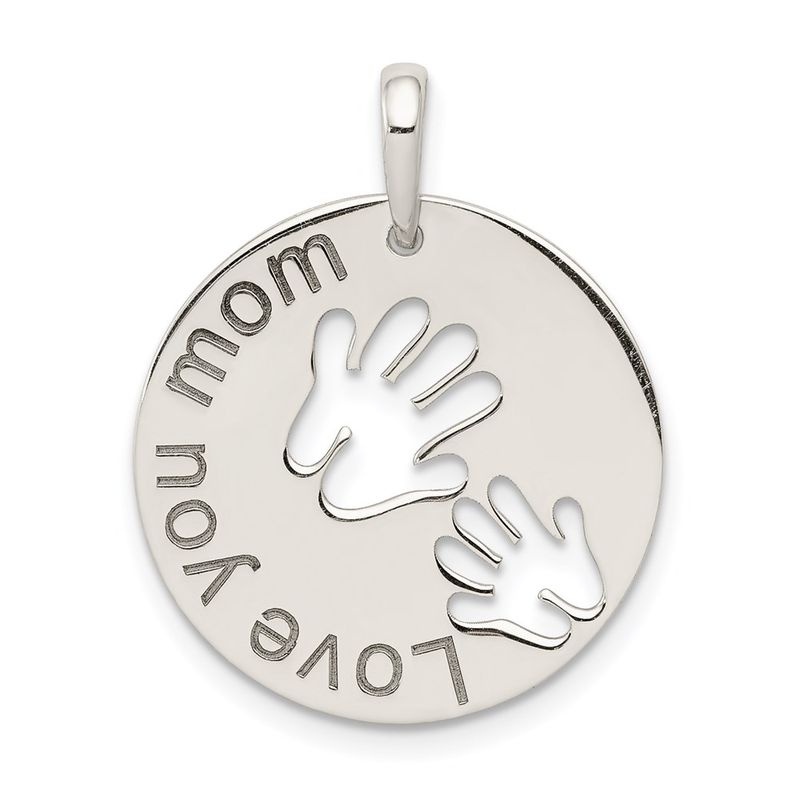 Kazi Luxury Sterling Silver Polished Love You Mom Pendant 40$